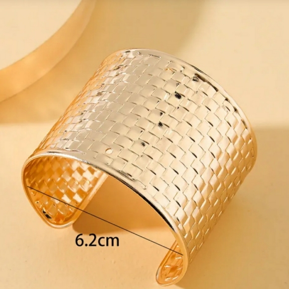Cuff Bracelet Braided Style Alloy Gold Tone - Picture 3 of 9